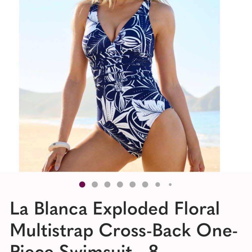 La Blanca Blue and White Floral One-Piece Swimsuit